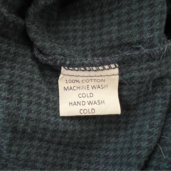 Brandy Melville check plaid 3/4 sleeve button down shirt navy blue forest green - Picture 5 of 5